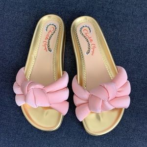 Charlotte Olympia Pink and Gold Mules